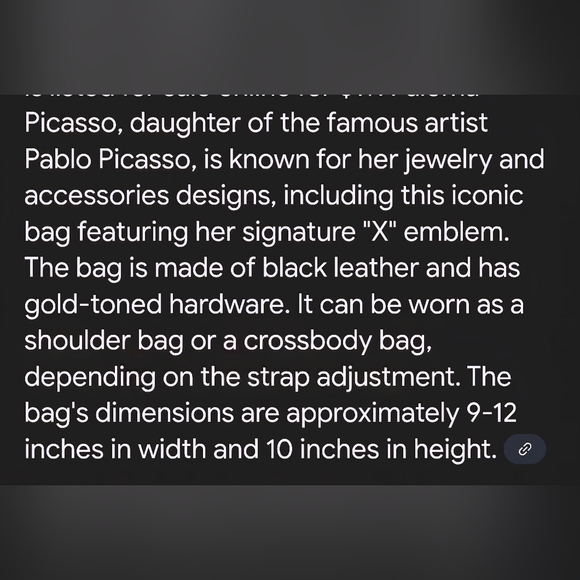 Paloma Picasso Black Leather "X" Convertble Shoulder Bag w/Gold Accents - Picture 8 of 11